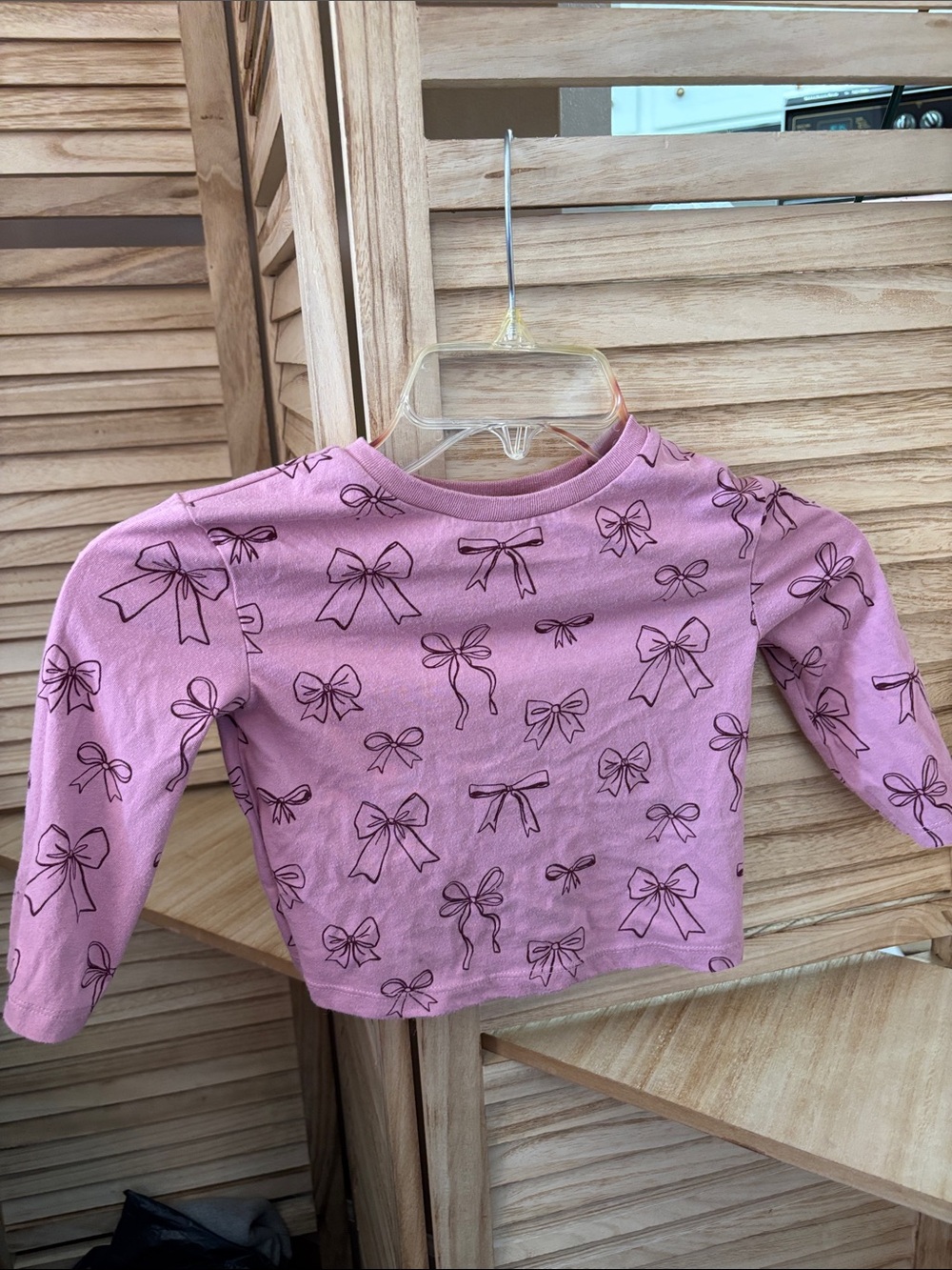 Cat & Jack Dusty Rose  Bow-Print Long Sleeve Tee 2T